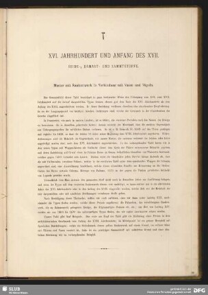 XVI. Jahrhundert und Anfang des XVII. Seide-, Damast- und Sammtstoffe