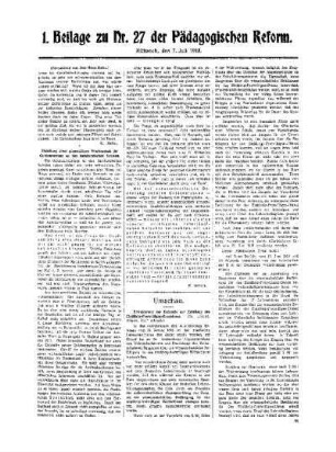 [Allgemeine hamburgische Lehrerversammlung] : (Fortsetzung aus dem Hauptblatt) ; 1. Beilage zu Nr. 27 der Pädagogischen Reform
