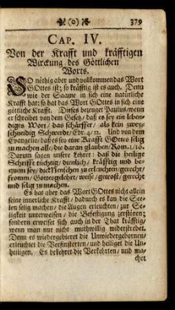 Cap. IV. Von der Krafft und kräfftigen Wirckung des Göttlichen Worts.