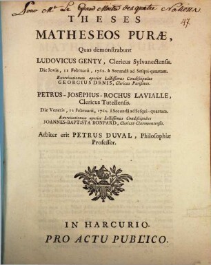 Theses matheseos purae