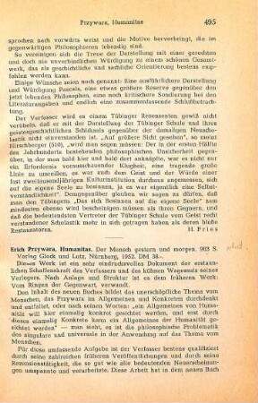 495-497 [Rezension] Przywara, Erich, Humanitas