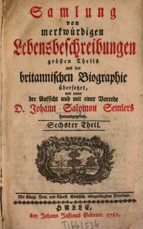 Samlung von merkwürdigen Lebensbeschreibungen, 6