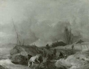 Philips Woewermann: Dünenlandschaft mit saufendem Schimmel