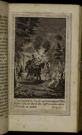 Don Quixote u: Sancho auf einem hölzerne Pferde, [...].