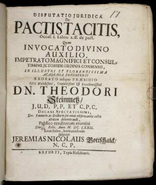 Disputatio Iuridica De Pactis Tacitis, Occas. 1. Labeo 2. ff. de pact.