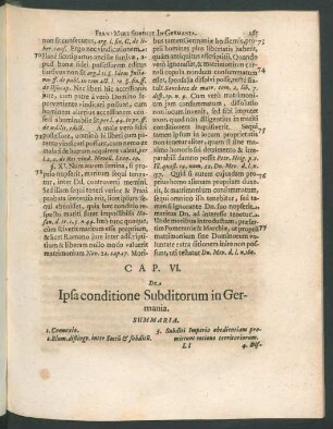 Cap. VI. De Ipsa conditione Subditorum in Germania.