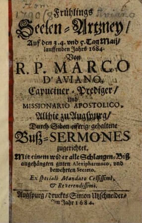 Frühlings-Seelen-Artzney ... : Sieben Buß-Sermones