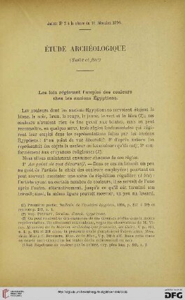 3.Ser. 7.1896: Étude archéologique : les lois régissant l'emploi des couleurs chez les anciens Égyptiens