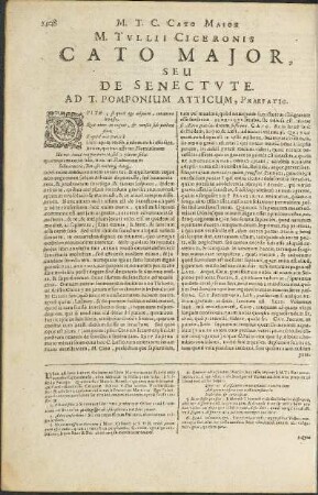 Cato Major, seu de senectute, liber singularis.