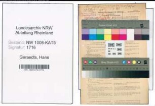 Entnazifizierung Hans Geraedts , geb. 02.04.1914 (Kaufmann)