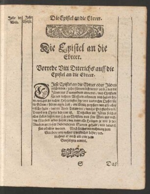 Die Epistel an die Ebreer.
