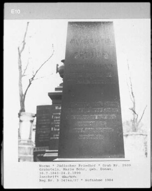 Grabstein der Marie Böhr (geborene Donau) (gestorben 1899.02.24)