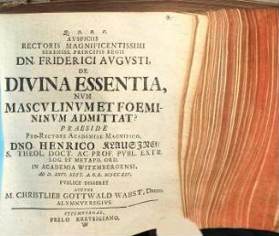 De Divina Essentia, Nvm Mascvlinvm Et Foemininvm Admittat?