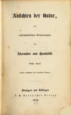 Ansichten der Natur : mit wissenschaftlichen Erläuterungen, 1