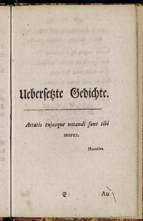 Uebersetzte Gedichte.