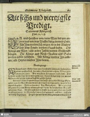 Die sechs und viertzigste Predigt. Salomons Königreich. Psal.72.v.8