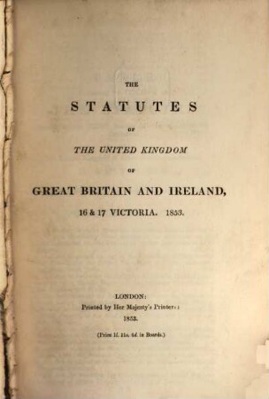 The statutes of the United Kingdom of Great Britain and Ireland. 1853, 1853