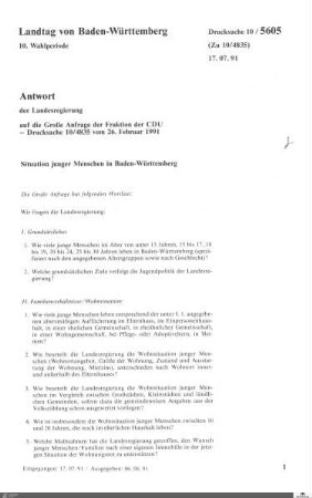 Anfrage der CDU: Situation junger Menschen