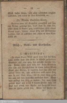 Milch-, Mehl- und Eierspeisen
