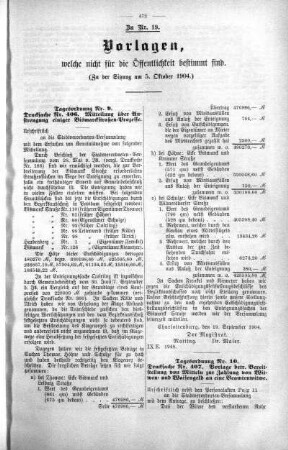 Vorlagen welche nicht für die Oeffentlichkeit bestimmt sind., 05. Oktober 1904