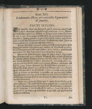 Num. XVI. Fundamenta Actoris pro contractu Pignoratitio & simulato.