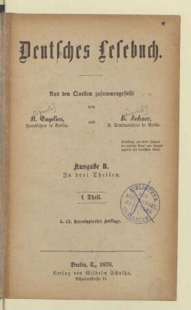 Theil 1, [Schülerband]: [Theil 1, [Schülerband]]