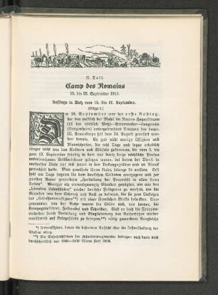 II. Teil. Camp des Romains 15. bis 25. September 1914.