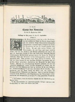 II. Teil. Camp des Romains 15. bis 25. September 1914.