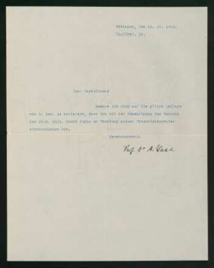 Wahl an Dekan 14.12.1919