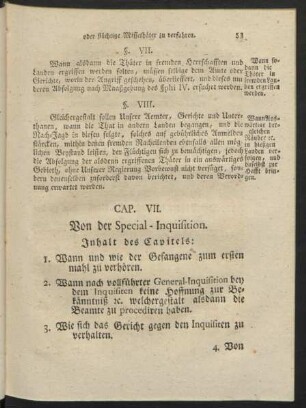 Cap. VII. Von der Special-Inquisition