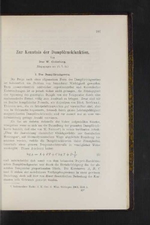 Zur Kenntnis der Dampfdruckfunktion.