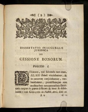 3-16, Dissertatio Inauguralis Juridica De Cessione Bonorum. Corrollaria.