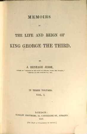 Memoirs of the Life and Reign of King George the Third, 1