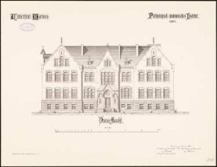 Pathologisches Institut der Philipps-Universität Marburg: Aufriss Vorderansicht 1:100