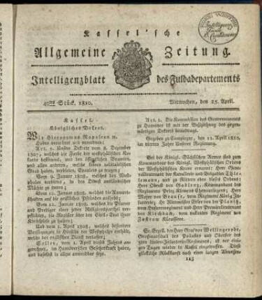 49tes Stueck, Mitwochen, den 25. April 1810