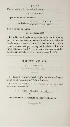 Problèmes d'examen.