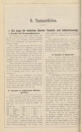 I. Die Lage der einzelnen Barmer Handels- und Industriezweige.