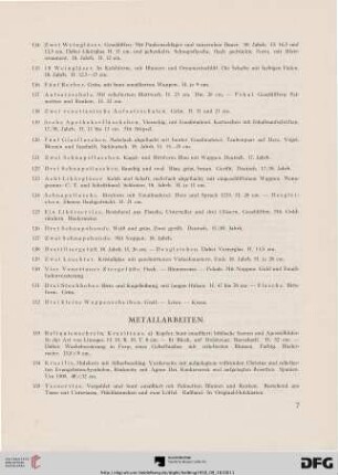 Metallarbeiten (Nr. 133-165)