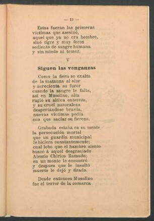 V - Siguen las venganzas
