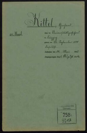 Kittel, Gerhard * 23.9.1888