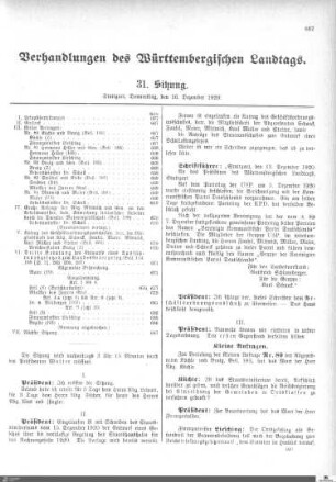 31. Sitzung, Stuttgart, 16.12.1920