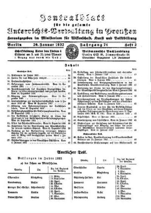Prüfungen im Jahre 1932 : [Amtlicher Teil]