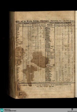 Karlsruher Tagblatt, Fahrten auf den Grossh. Badischen Eisenbahnen
