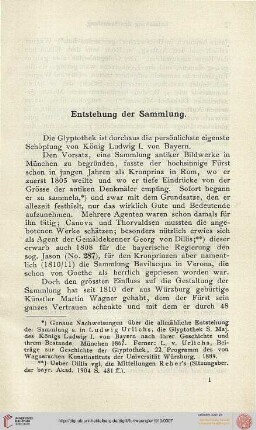Entstehung der Sammlung