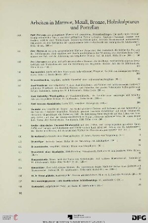 Arbeiten in Marmor, Metall, Bronze, Holzskulpturen und Porzellan (Nr. 140-186)