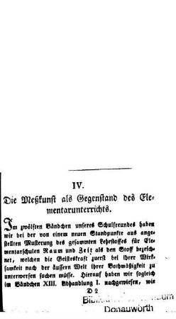 Die Meßkunst als Gegenstand des Elementarunterrichts