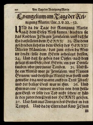 Evangelium am Tage der Reinigung Mariae/ ...