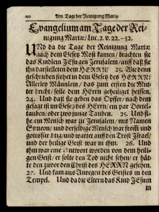 Evangelium am Tage der Reinigung Mariae/ ...