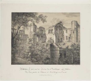 Heidelberger Schloss, Blick vom Stückgarten auf Ruprechtsbau, Bibliotheksbau und Englischen- oder Elisabethenbau