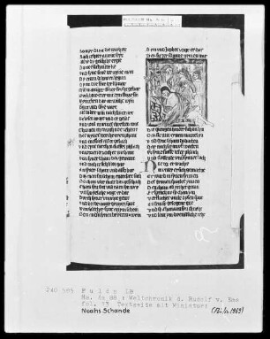 Rudolf von Ems, Weltchronik — Noahs Schande, Folio 13recto